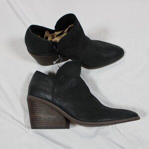 Lucky Brand Stayci Black Leather/Nubuck Ankle Booties Size 9 NWOB